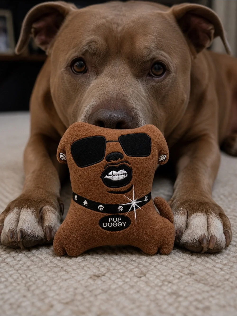 “Pup Doggy” P Diddy Puff Daddy Plush Puppy Dog Chew Toy Squeaky Humor Celebrity
